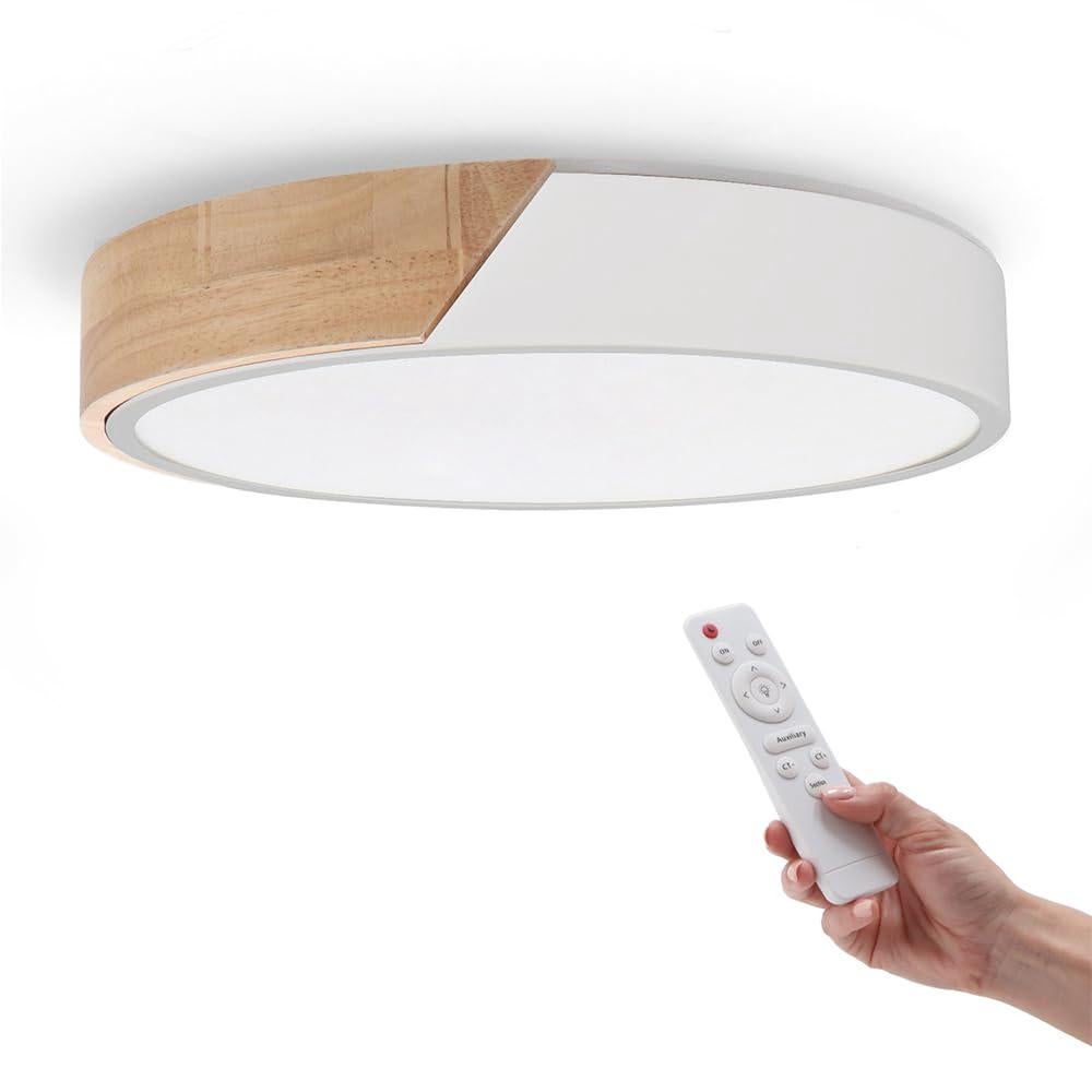Okrągła biała lampa sufitowa LED 24 W z regulowanym pilotem (2700 K–6500 K od chłodnej bieli do ciepłej bieli) i jasnością 2400 lm, biała konstrukcja
