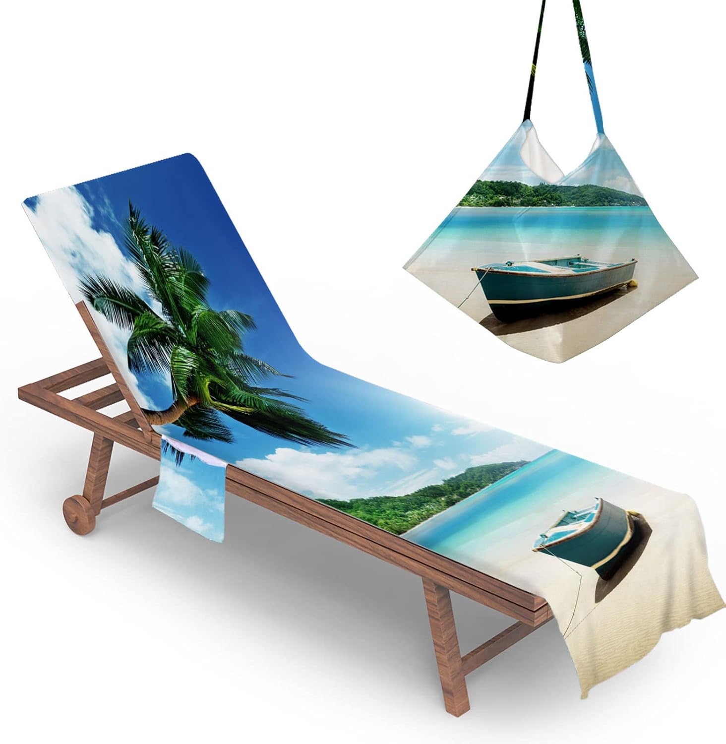 75x210 cm, pokrowiec na leżak plażowy 3D z kieszenią, z mikrofibry, na leżak, 75x210 cm