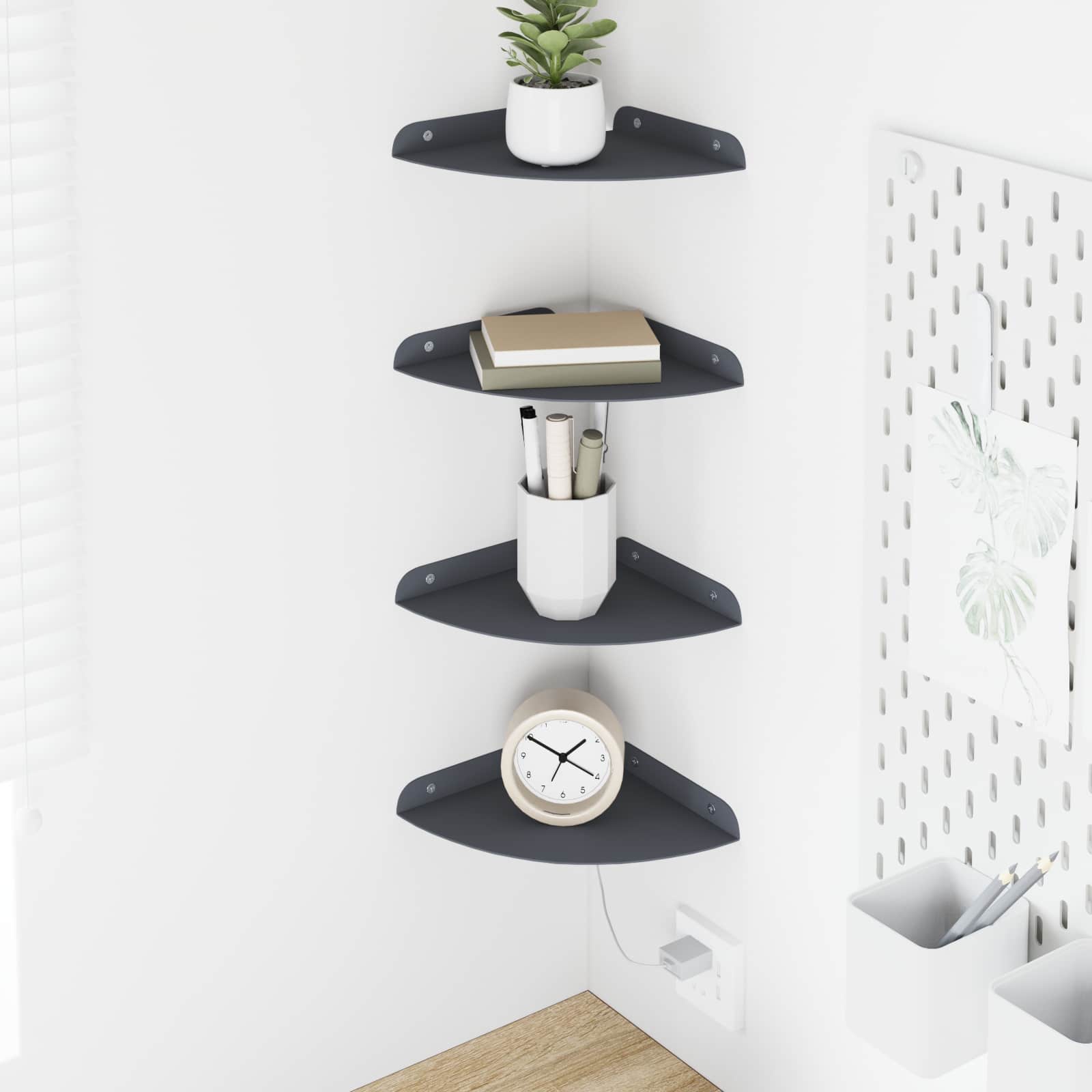 Półka wisząca z półką 4 pcs Antracyt 18 x 18 x 2 cm vidaXL