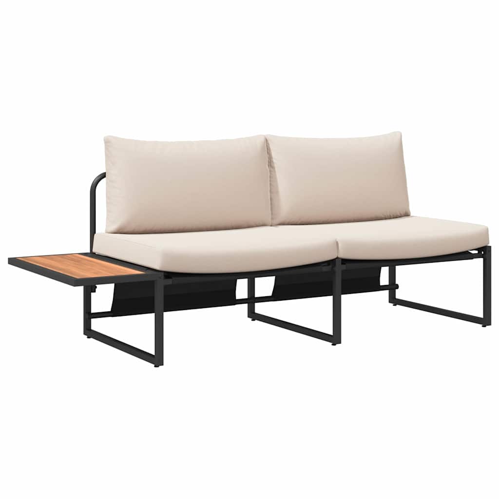 Sofa Ogrodowa Dwuosobowa z Poduszką Stalowa Ciemnoszara