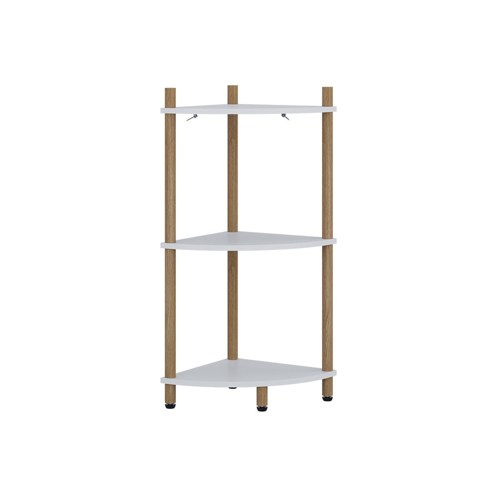 Vicco Półka narożna Bivio, Biały/sosna, 29 x 72 cm z 3 schowkami
