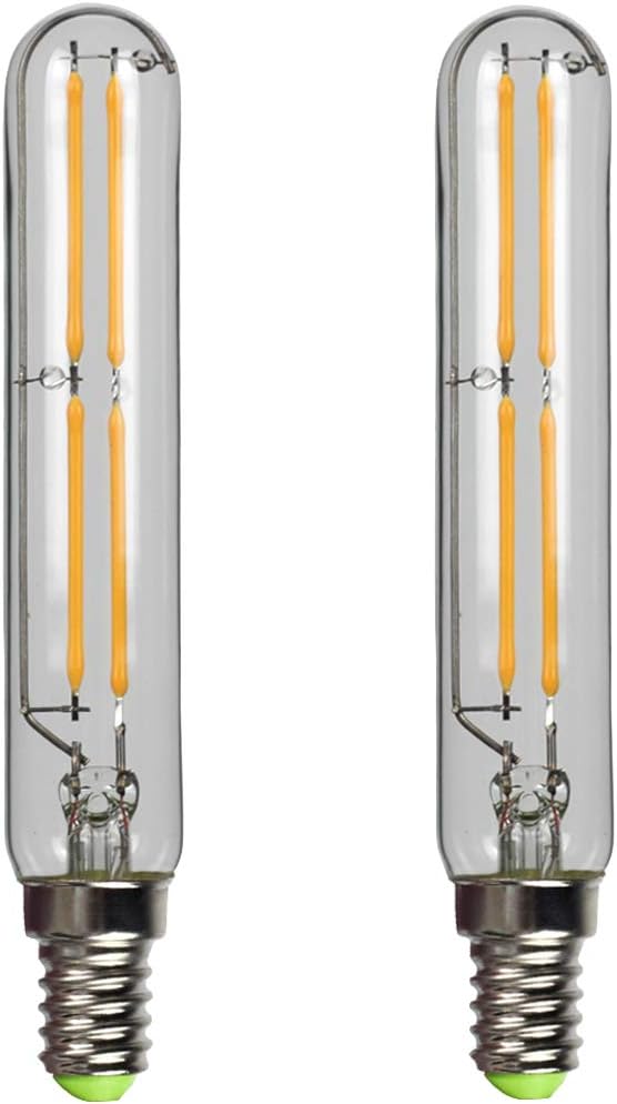 Zestaw 2 żarówek LED 4 W T20 z żarnikiem E14 Edison z małą podstawą, barwa ciepła biała 2700 K