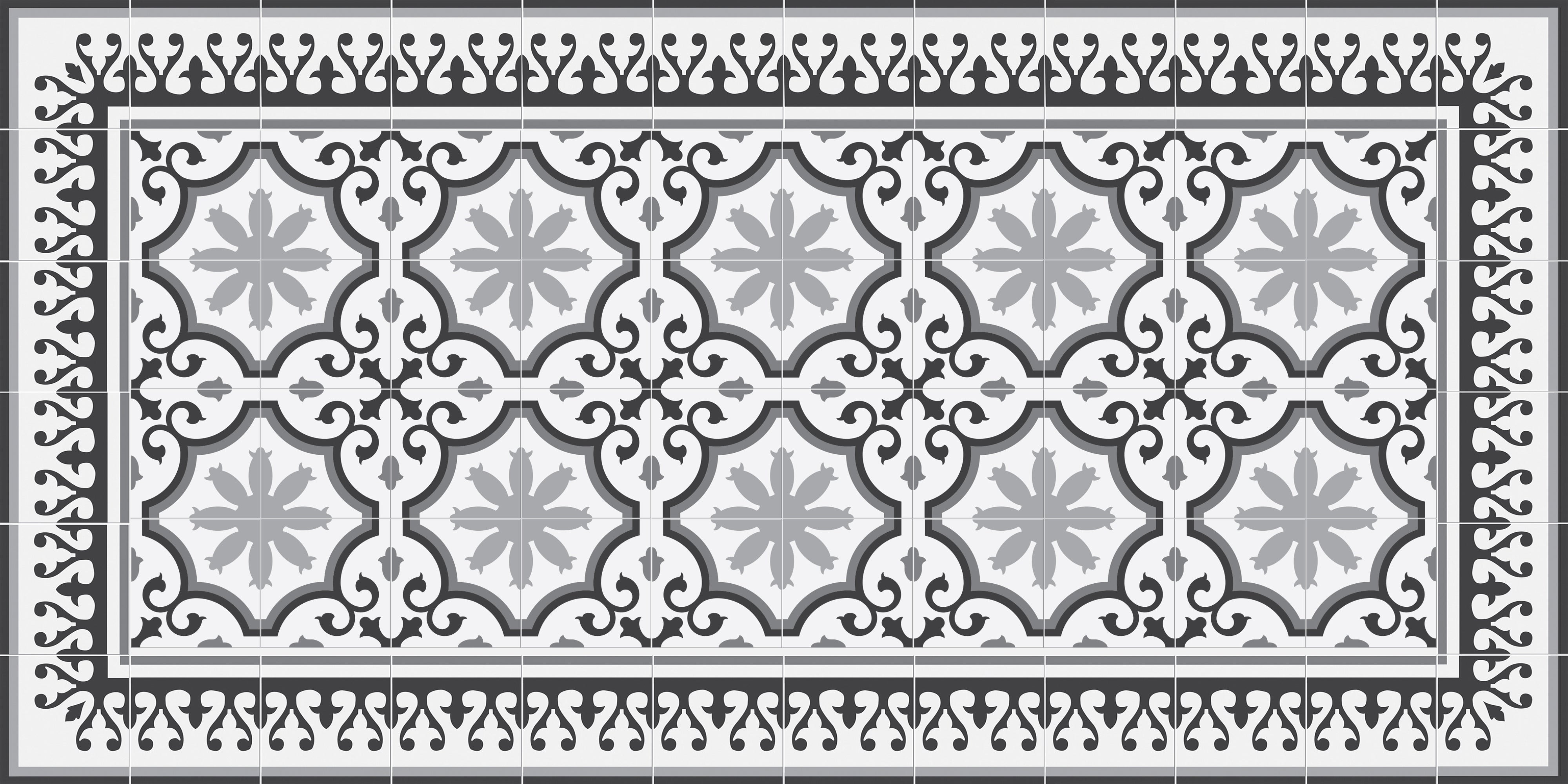 Dywan winylowy Parisian 50x100 cm - antypoślizgowy PVC, winylowy do kuchni lub salonu, zmywalny, styl hydrauliczny, szary