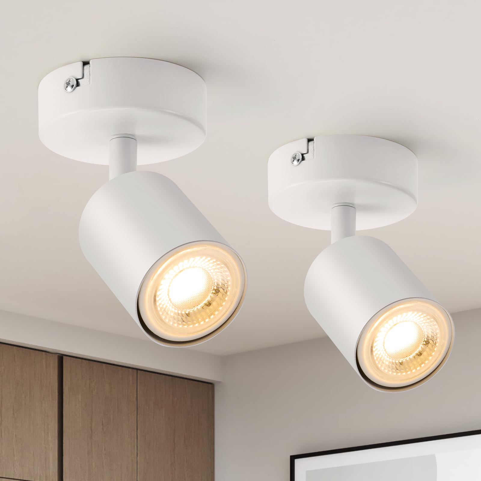 Plafon 2 sztuki 1 LED, regulowany plafon z punktem obrotowym, nowoczesny kinkiet GU10 do korytarza kuchennego, biały (bez żarówki)