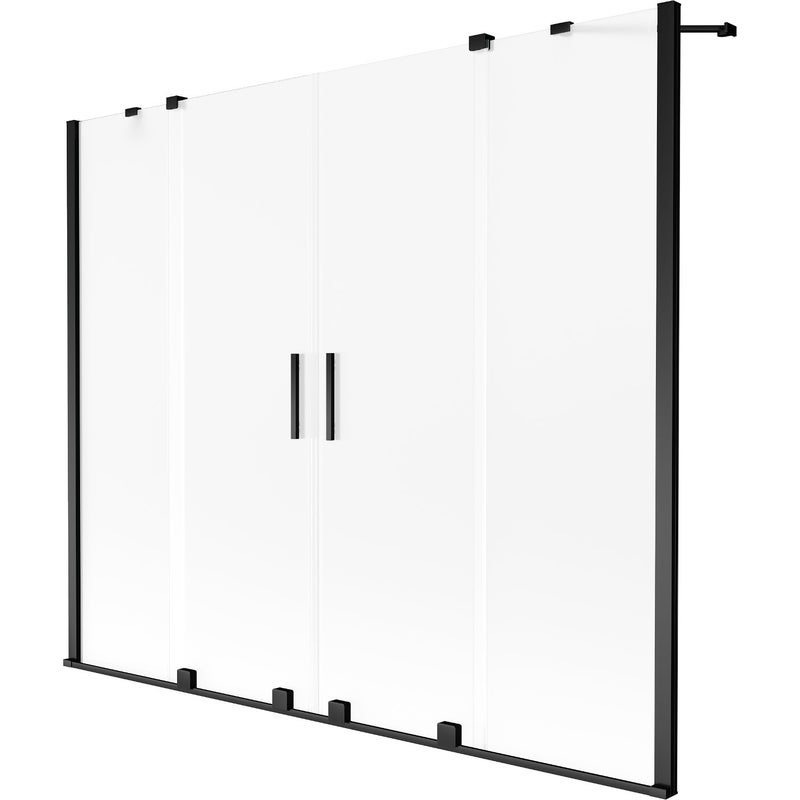 Mexen Velar Duo parawan nawannowy 2-skrzydłowy rozsuwany 200 x 150 cm, szron, czarny - 896-200-000-32-70