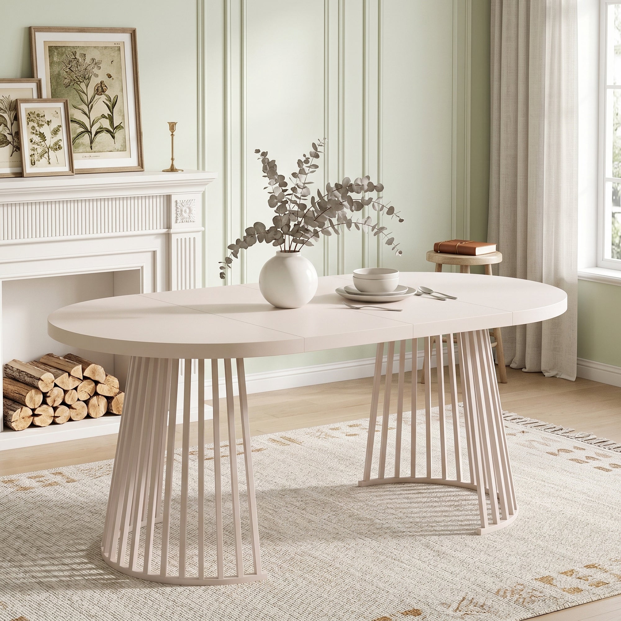 Rozkładany stół jadalny 100/138/176 cm dla 4-8 osób - MDF i metal - Styl nowoczesny - Kolor kaszmirowy
