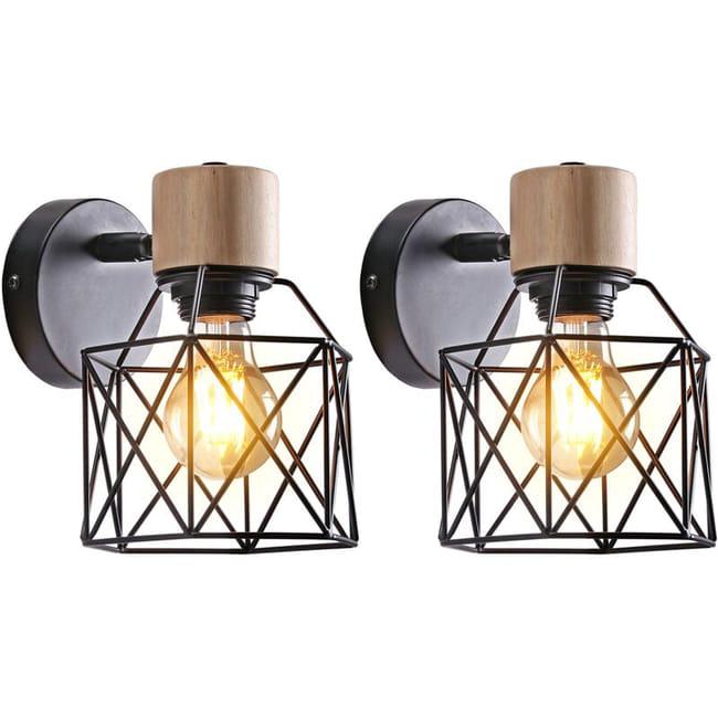 Zestaw 2 metalowych lamp ściennych E27 w stylu industrialnym do baru, salonu, restauracji, kawiarni, korytarza – czarny (Numer katalogowy produktu: 94