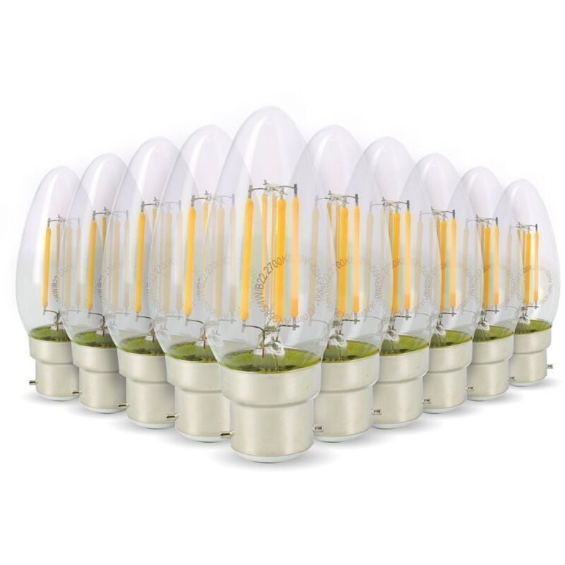 Zestaw 10 Żarówek LED Płomień Filament 4W 40W Trzonek B22 biały ciepły 2700K
