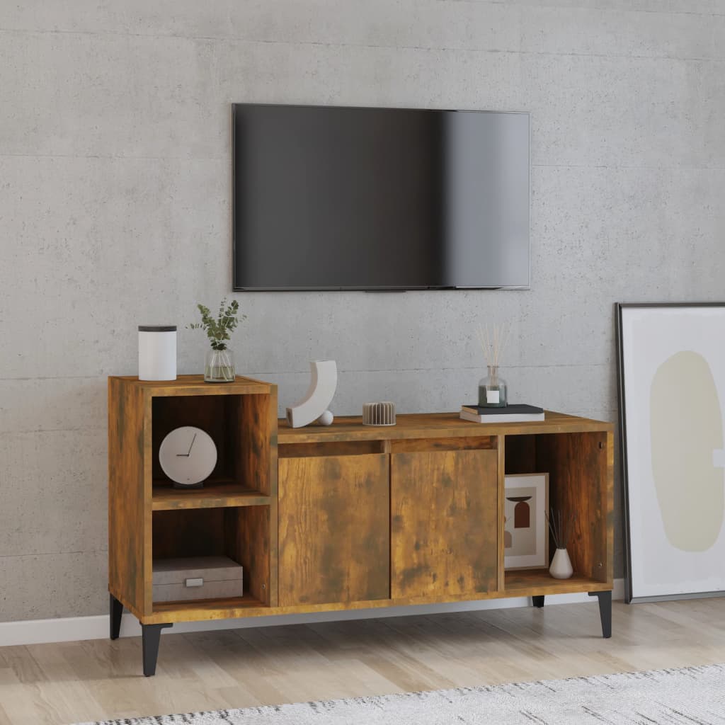 Szafka pod telewizor, przydymiony dąb, 100x35x55 cm vidaXL