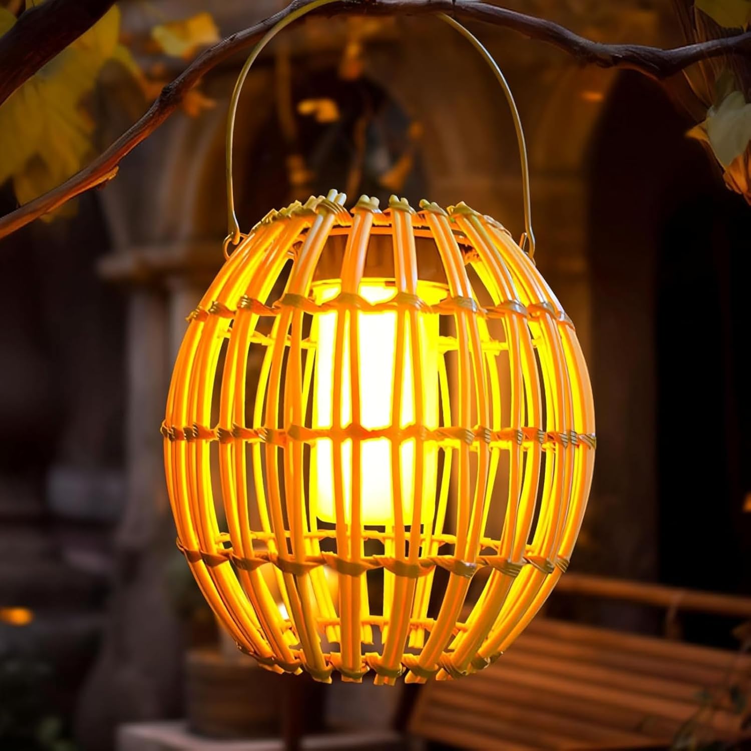x Zewnętrzna latarnia solarna latarnia imitująca rattan lampa wisząca do użytku zewnętrznego zawieszenia lub postawienia światło ciepłe białe lampa
