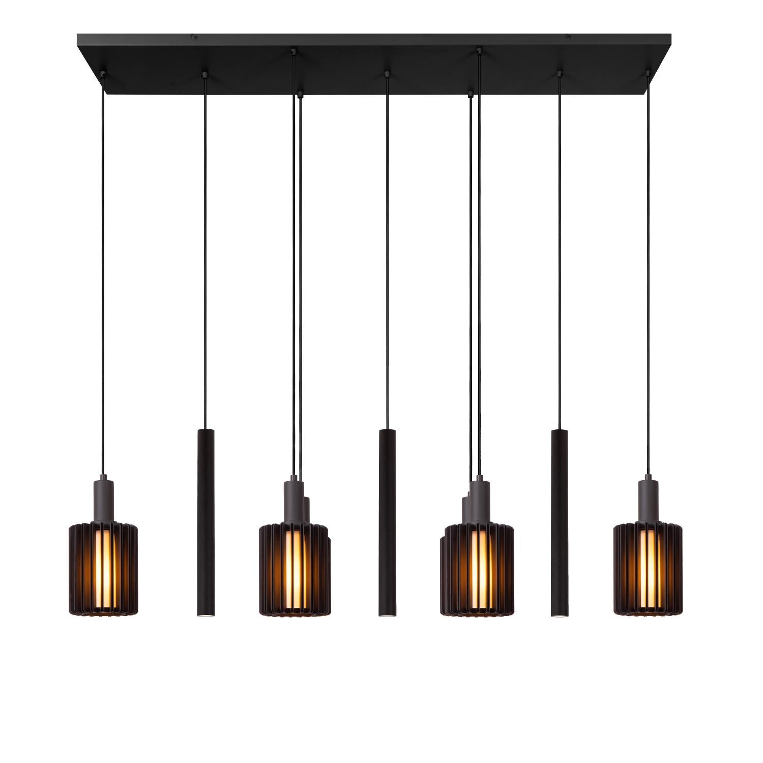 Lampa wisząca LAMBRES czarny 6xE27x40W + 3xGU10x35W aluminium wym:50x140x35cm IP20 Lucide
