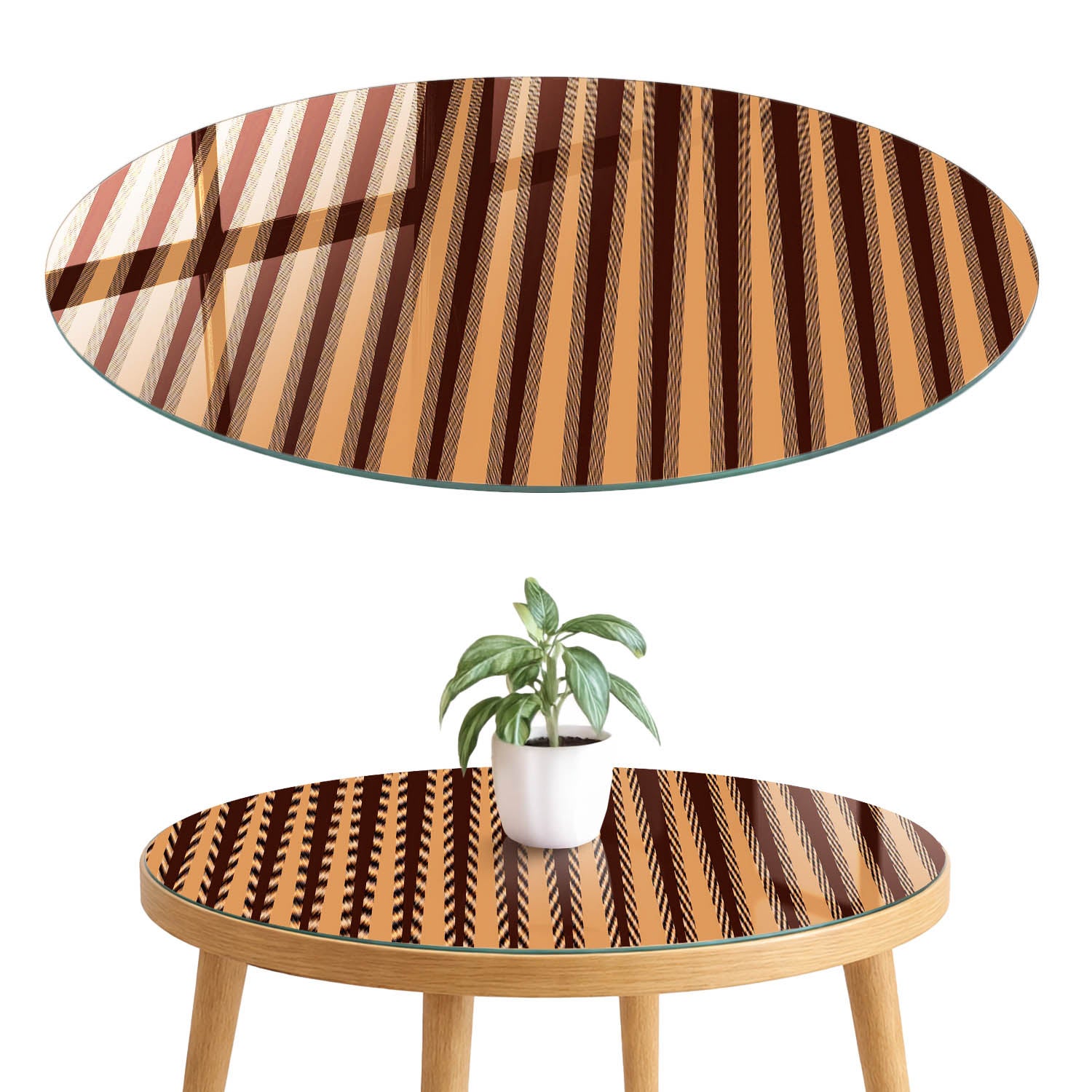 Blat szklany z grafiką i nadrukiem 4 mm - ochrona, dekoracja i metamorfoza mebli fi90 cm Pionowe pasy