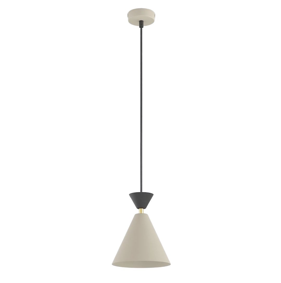 Lampa wisząca dekoracyjna beżowo-czarna stożkowy klosz 1xE14 10W KLEVER Emibig