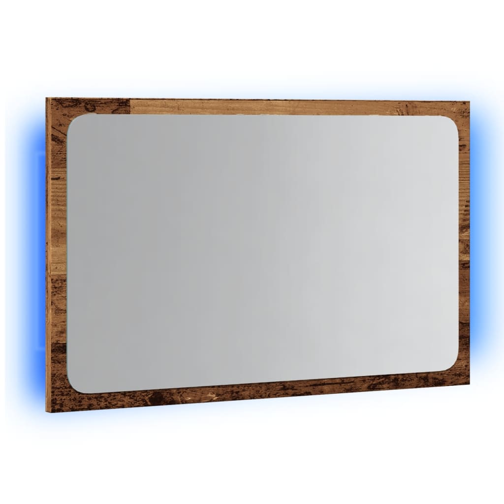 Lustro łazienkowe z LED, stare drewno, 60x8,5x38 cm