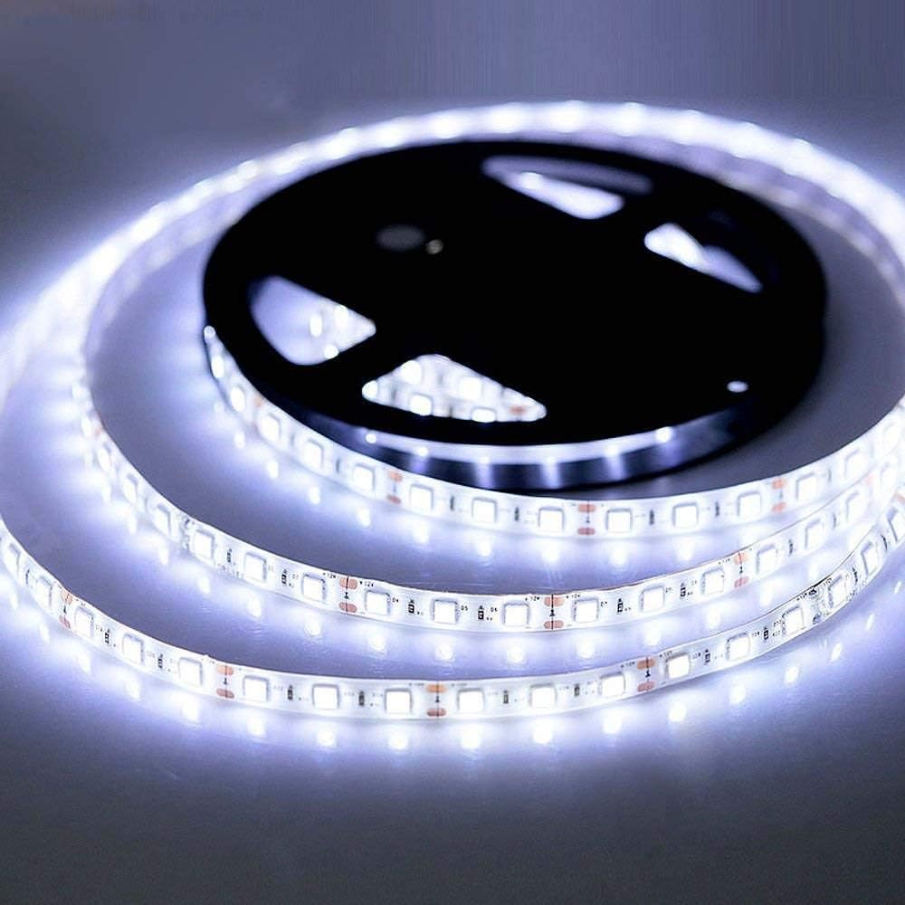 Taśma LED 12 V, 5-metrowa taśma LED o chłodnej bieli, wodoodporna taśma świetlna IP65 do użytku zewnętrznego, taśmy ściemnialne 6500 K, przycinana ta