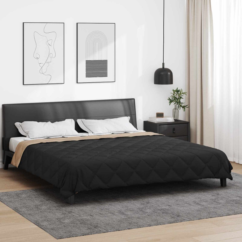 Kołdra na cały rok Czarny i Taupe 200 x 220 cm Mikrofibra vidaXL