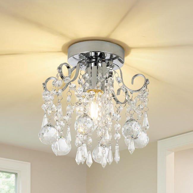 Lampa sufitowa do salonu, nowoczesny żyrandol kryształowy, chromowana lampa wpuszczana w sufit z kryształowymi koralikami K9 (Numer katalogowy produkt