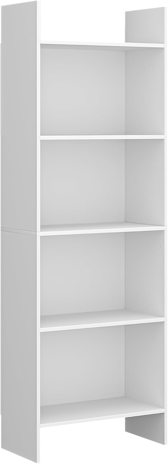 Szafka na książki i regały 5-poziomowa, wolnostojąca, ekspozycyjna, meble dekoracyjne do domu, biura, salonu, sypialni, 24 x 50 x 140 cm, Biały