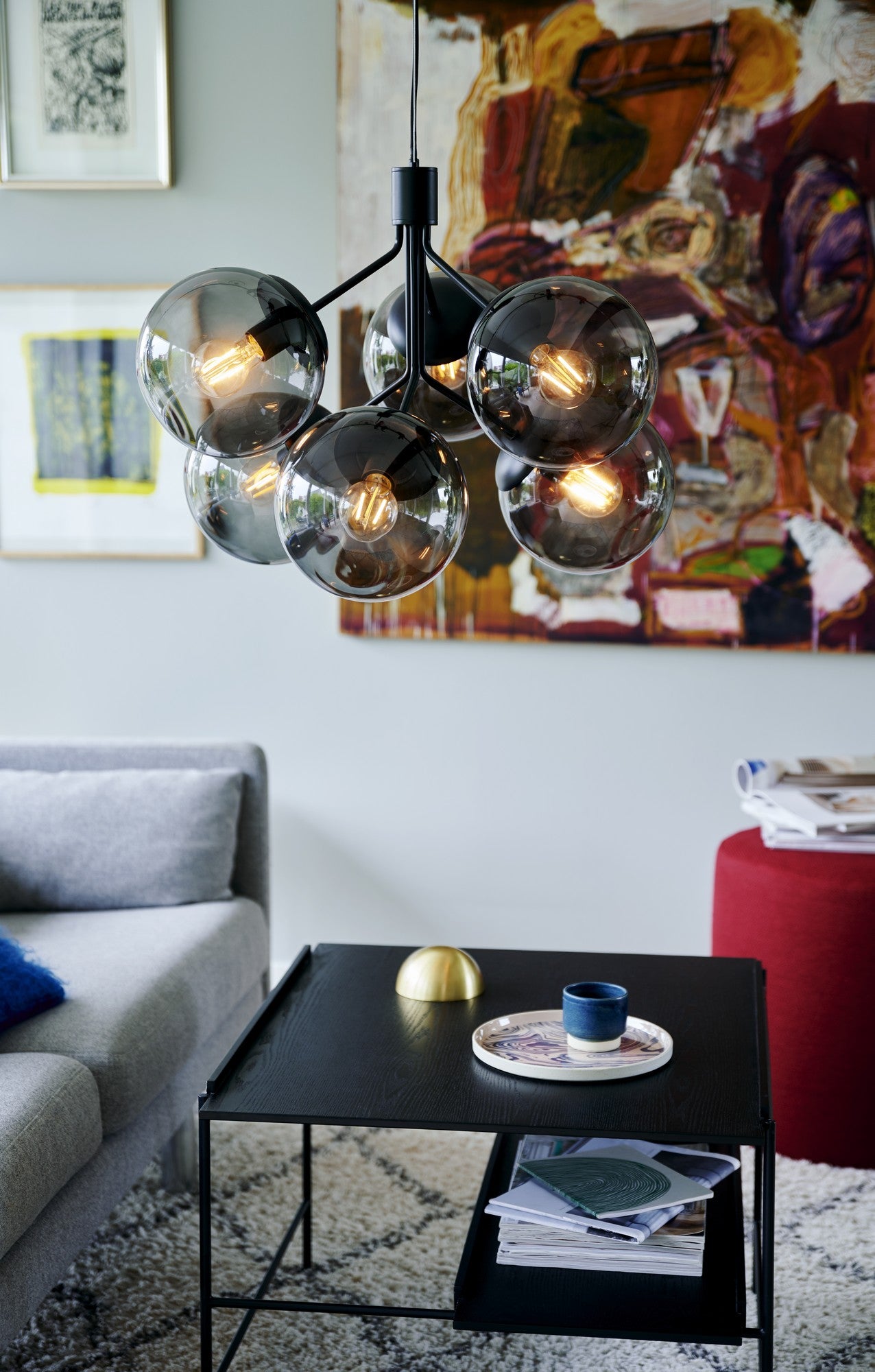 6-punktowa lampa wisząca Ivona z dymnym szkłem - 2112163003