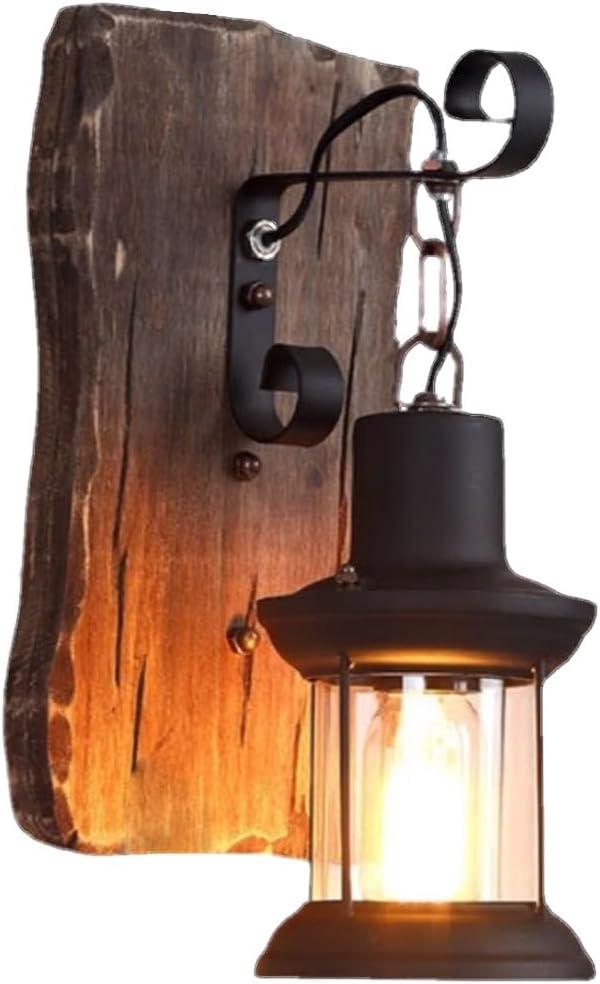 Kinkiety z drewna w stylu industrialnym, dekoracyjne szklane kinkiety, oprawka E27, lampa loftowa, odpowiednia do salonu, baru