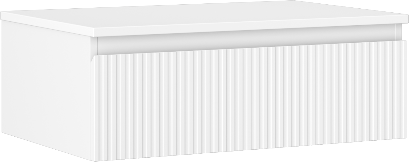 Mexen Rivel szafka łazienkowa podumywalkowa 70 cm z blatem, 1 szuflada, ryflowana , biała mat - 91A20-07023-1-BFC01