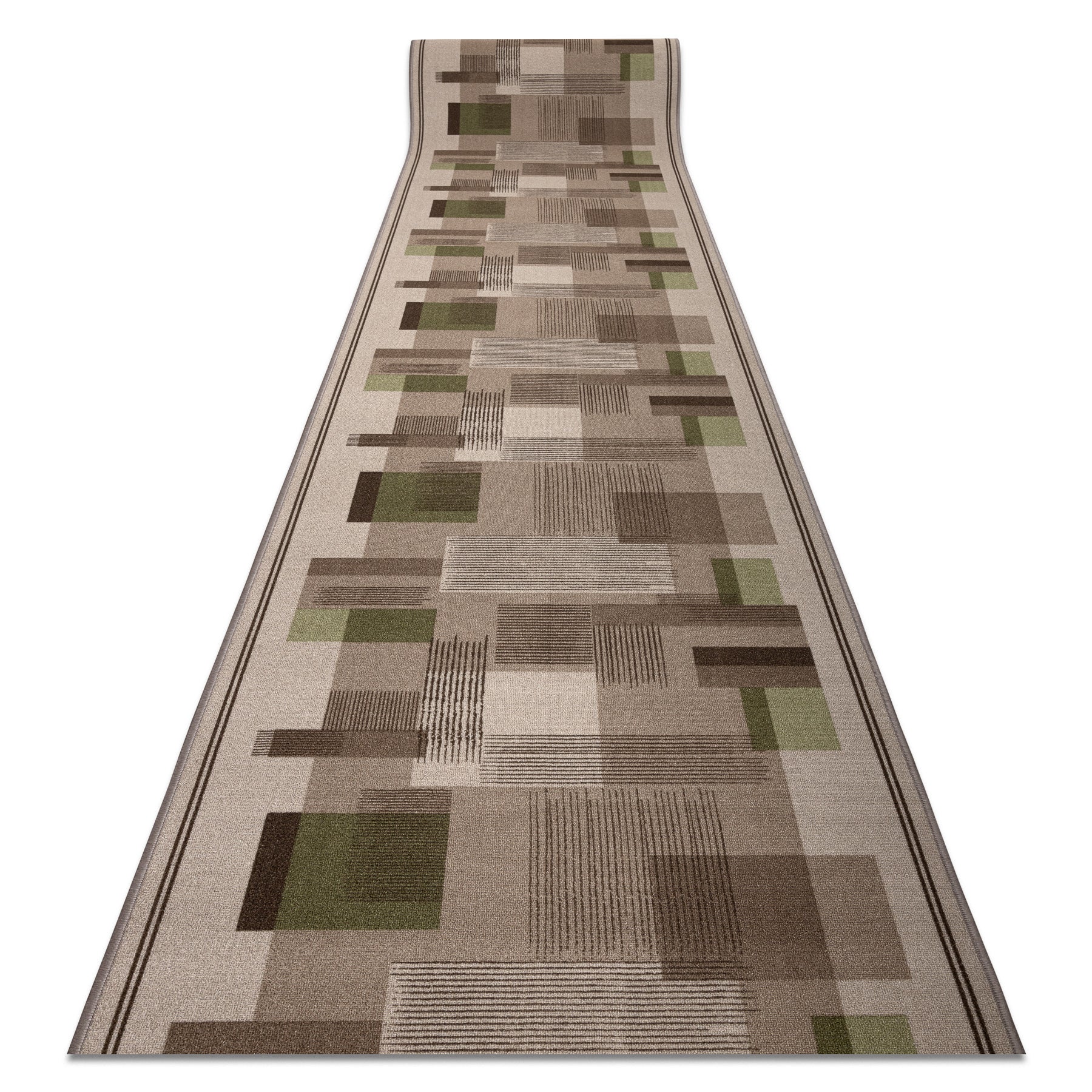 CHODNIK podgumowany LISTRA Geometryczny, antypoślizgowy beż 80cm 80x820 cm