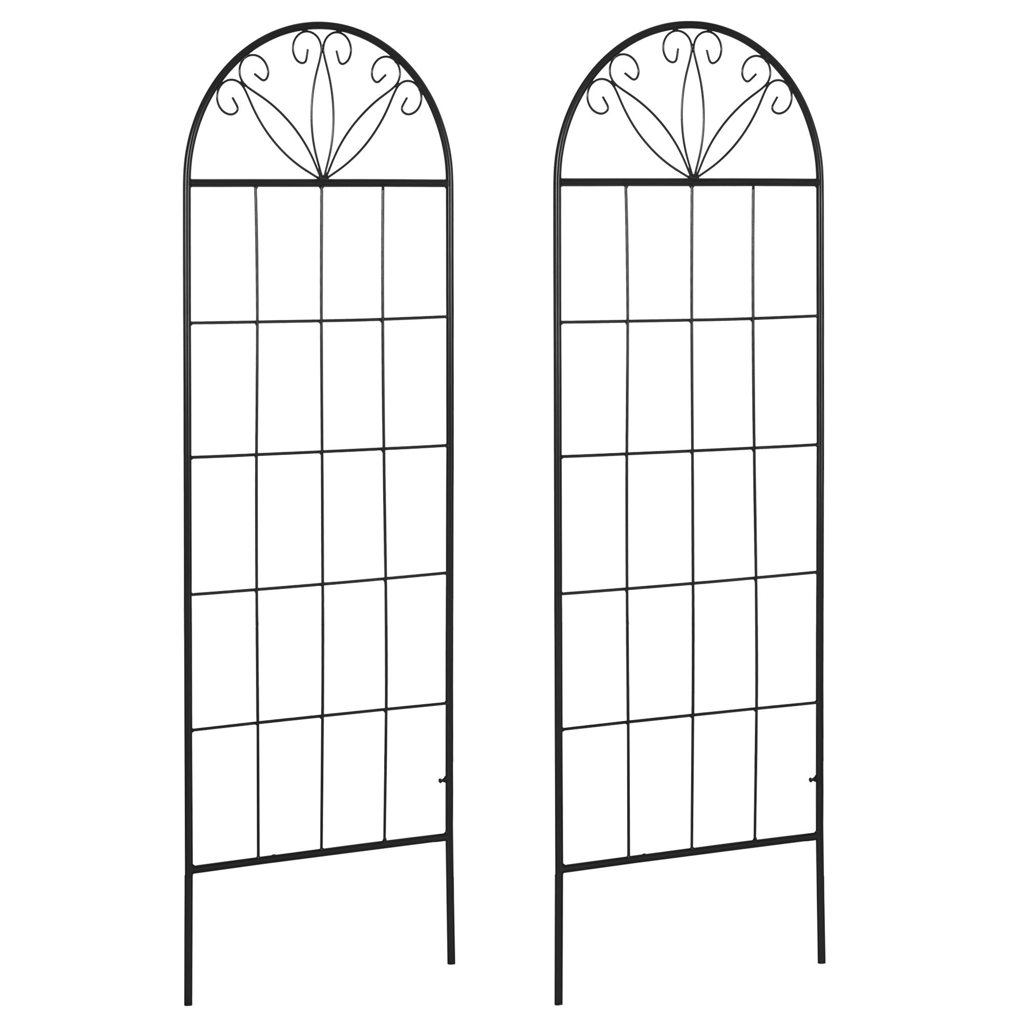 Zestaw 2 metalowych podpór do pnączy do ogrodu - 51 x 152 cm, kolor czarny