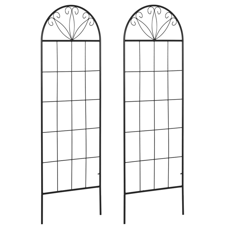 Zestaw 2 metalowych podpór do pnączy do ogrodu - 51 x 152 cm, kolor czarny