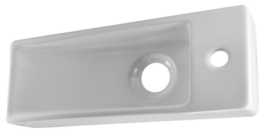 Umywalka ceramiczna TRIM prostokątna 38x14 cm biała połysk z otworem z prawej strony, Wiesbaden