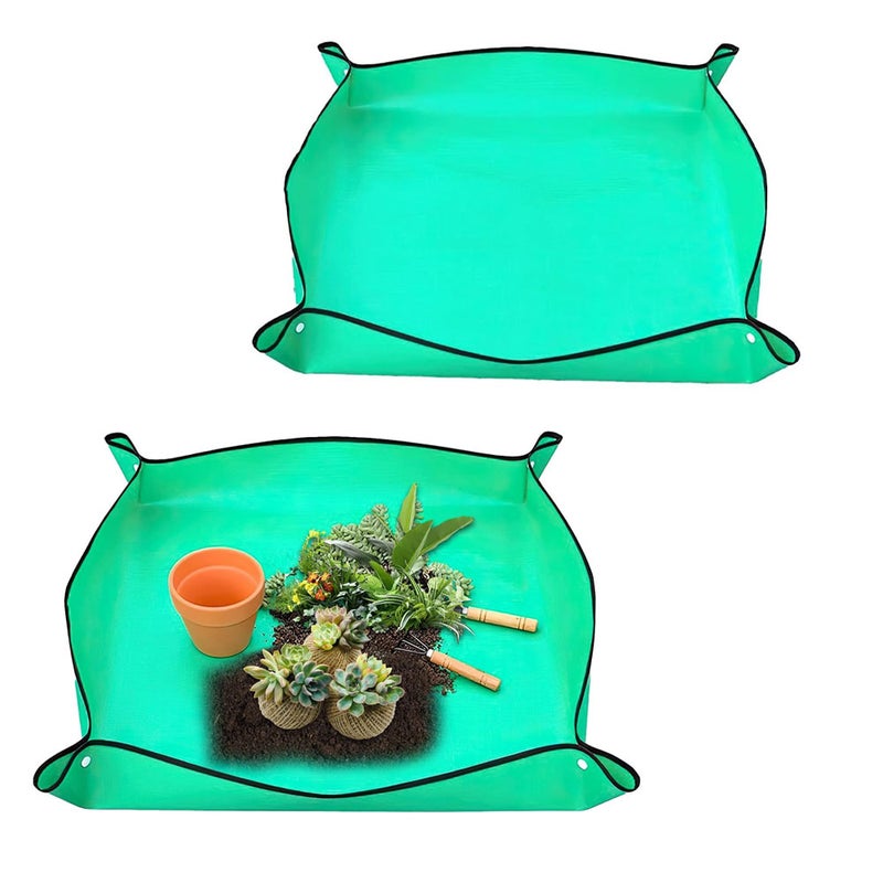 Zestaw 2 mat pod rośliny - 75x75 cm - Mata ogrodowa - Zielona mata polietylenowa - Wodoodporne maty pod rośliny