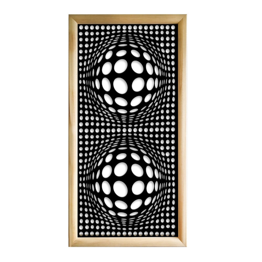 BALLS - Prostokątne moduły dekoracyjne z drewna i PVC - Rozmiar 47x94 cm - Grubość 47 mm - Kolor wewnętrzny CZARNY