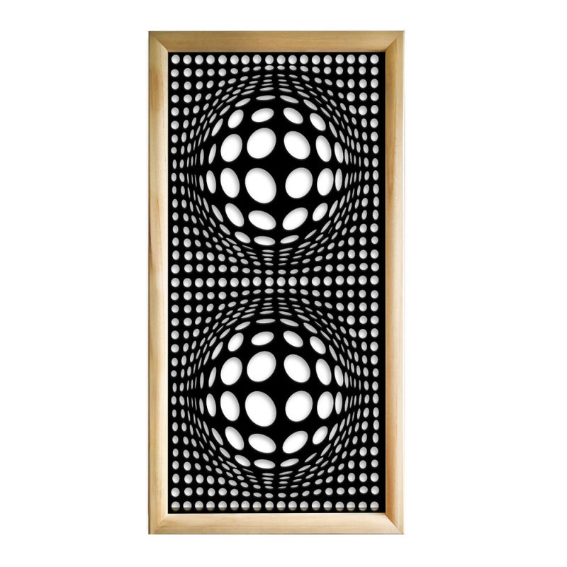BALLS - Prostokątne moduły dekoracyjne z drewna i PVC - Rozmiar 47x94 cm - Grubość 47 mm - Kolor wewnętrzny CZARNY