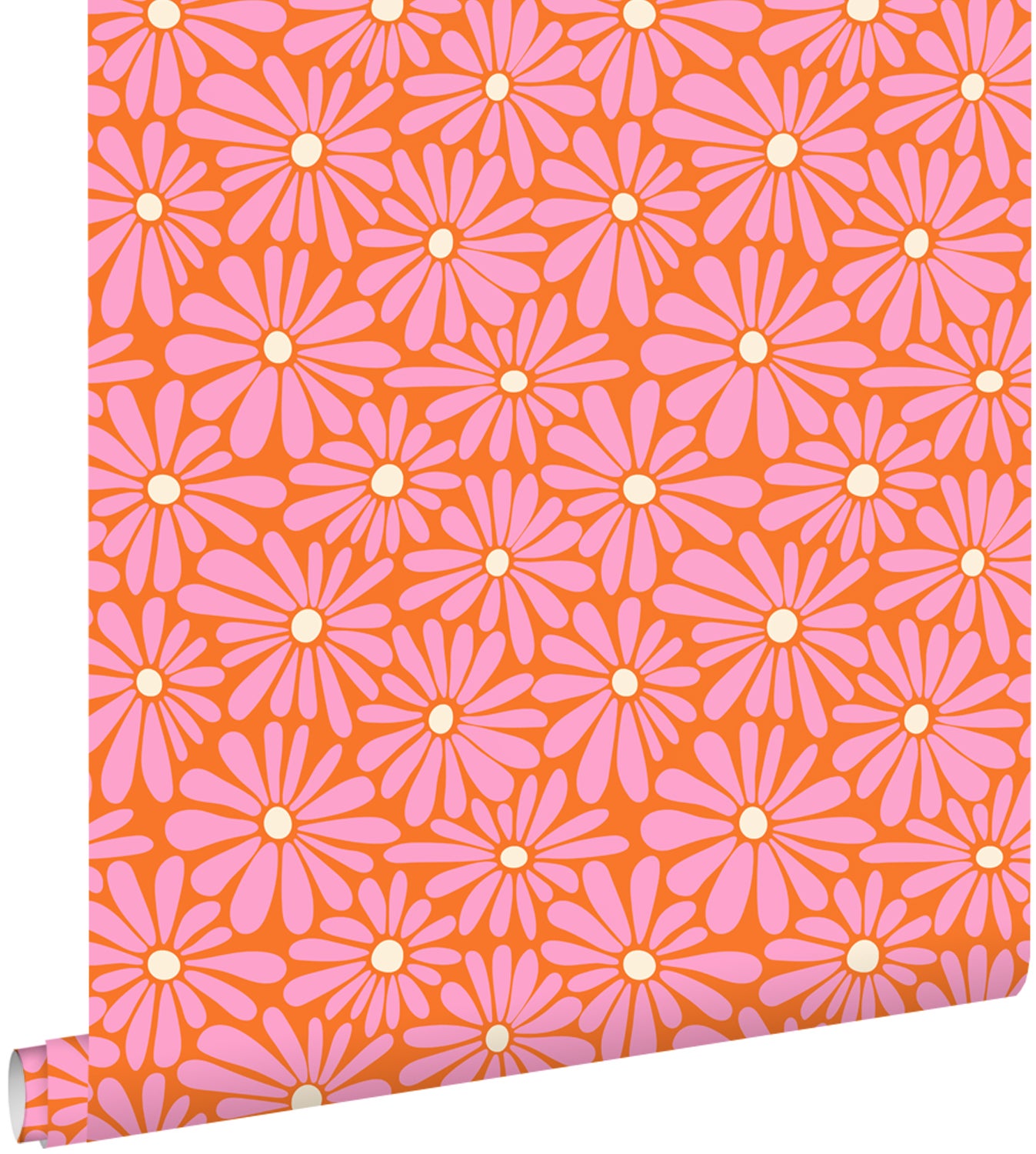 Tapeta stokrotki różowy, pomarańczowy i żółty - 50 x 900 cm - ESTAHOME