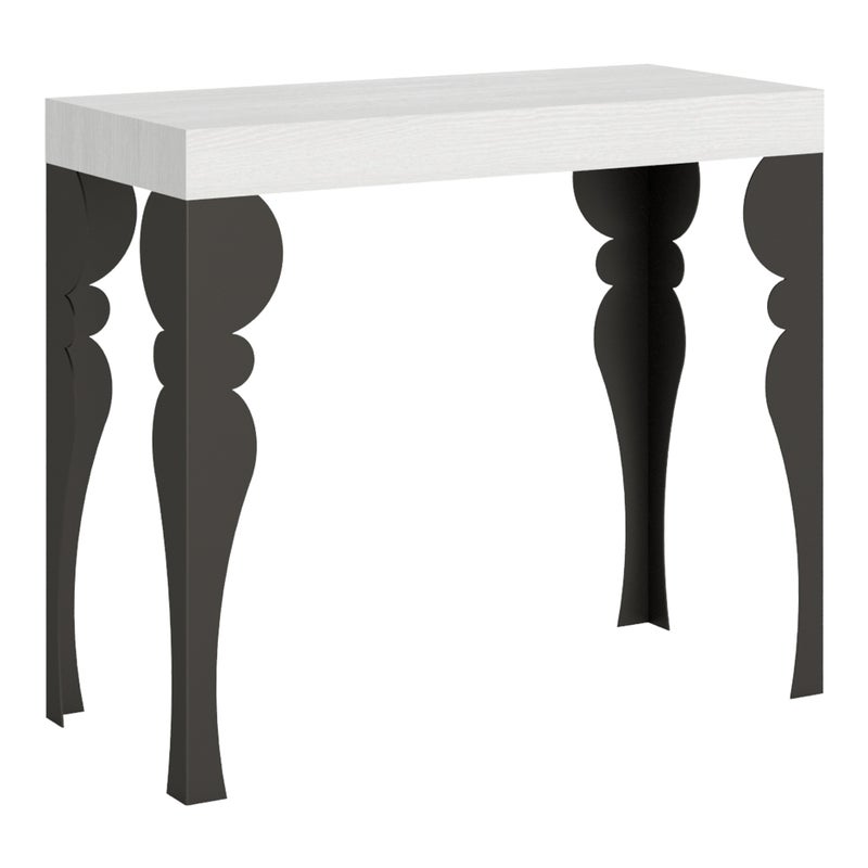 Mesa consola Paxon Premium en fresno blanco, extensible hasta 300 cm.