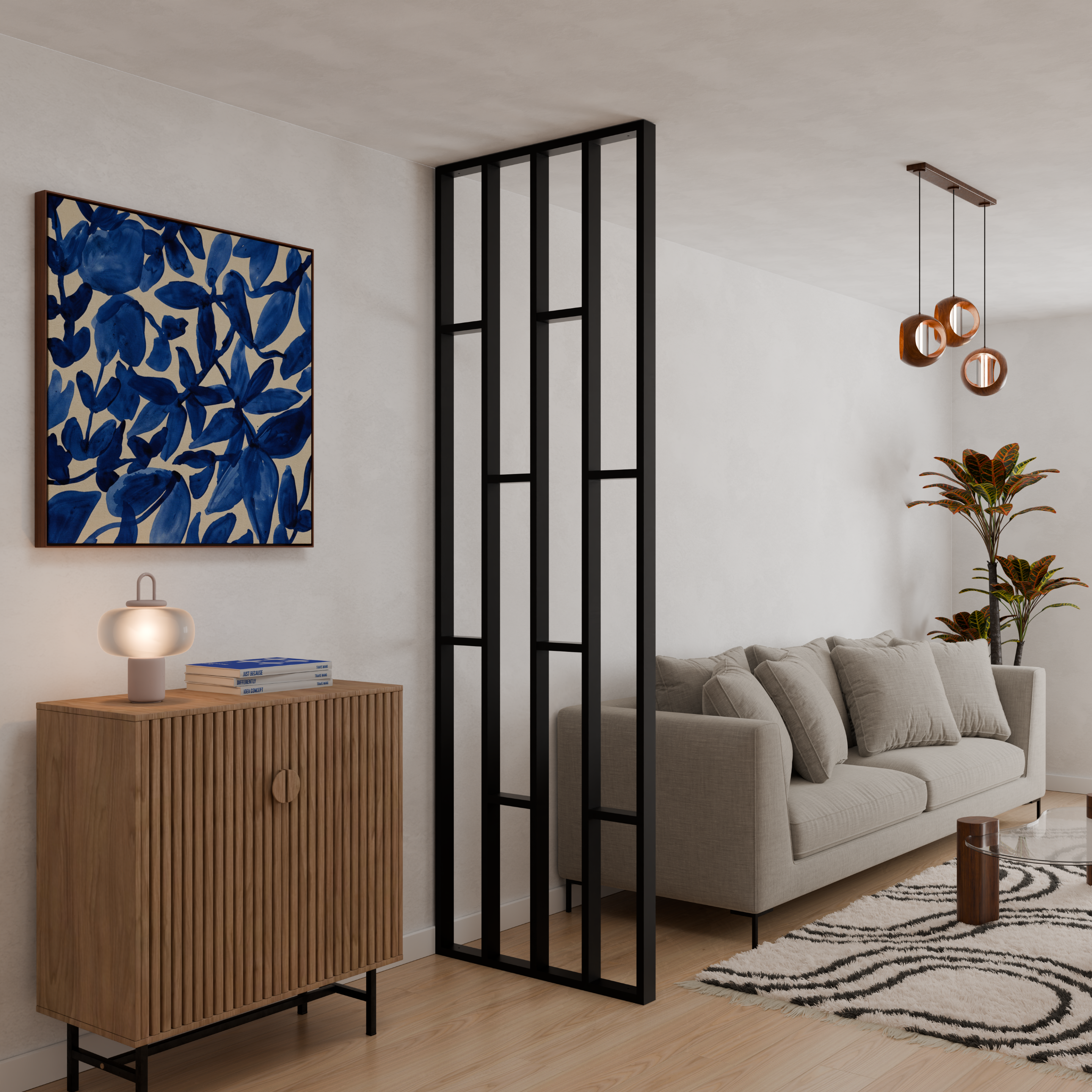 Ścianka działowa loftowa VERREA Claustra Design 80 × 249,5 cm, czarna RAL 9005