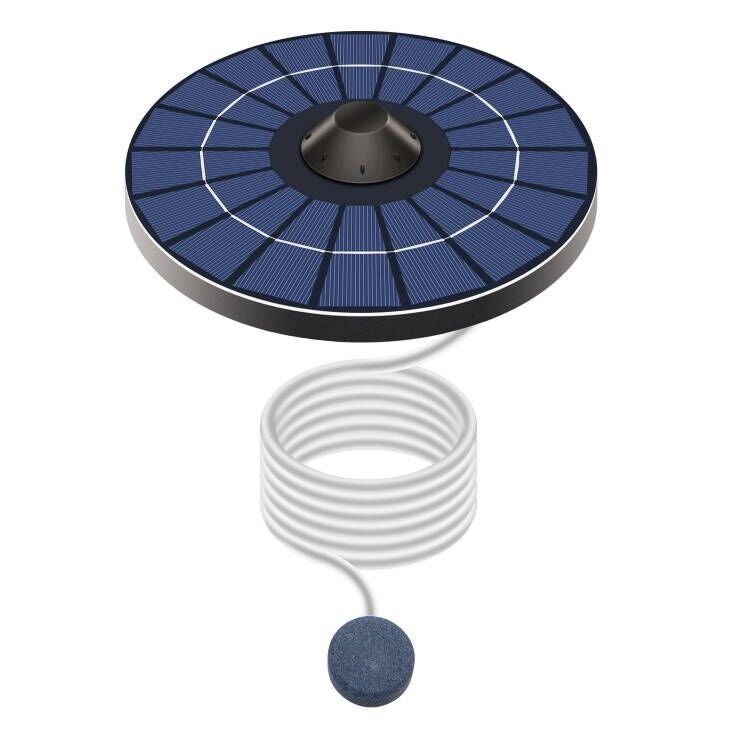 Pływający napowietrzacz solarny do oczka wodnego z wężem napowietrzającym i kamieniem napowietrzającym, fontanna solarna, baterie nie są dołączone.