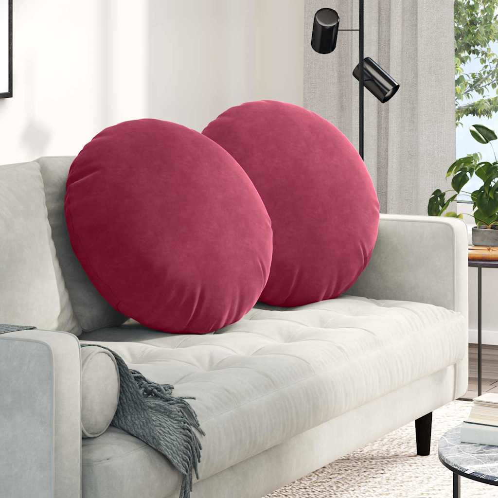 Poduszki na siedziska 2 pcs Czerwone wino Ø 80 x 29 cm Aksamit vidaXL