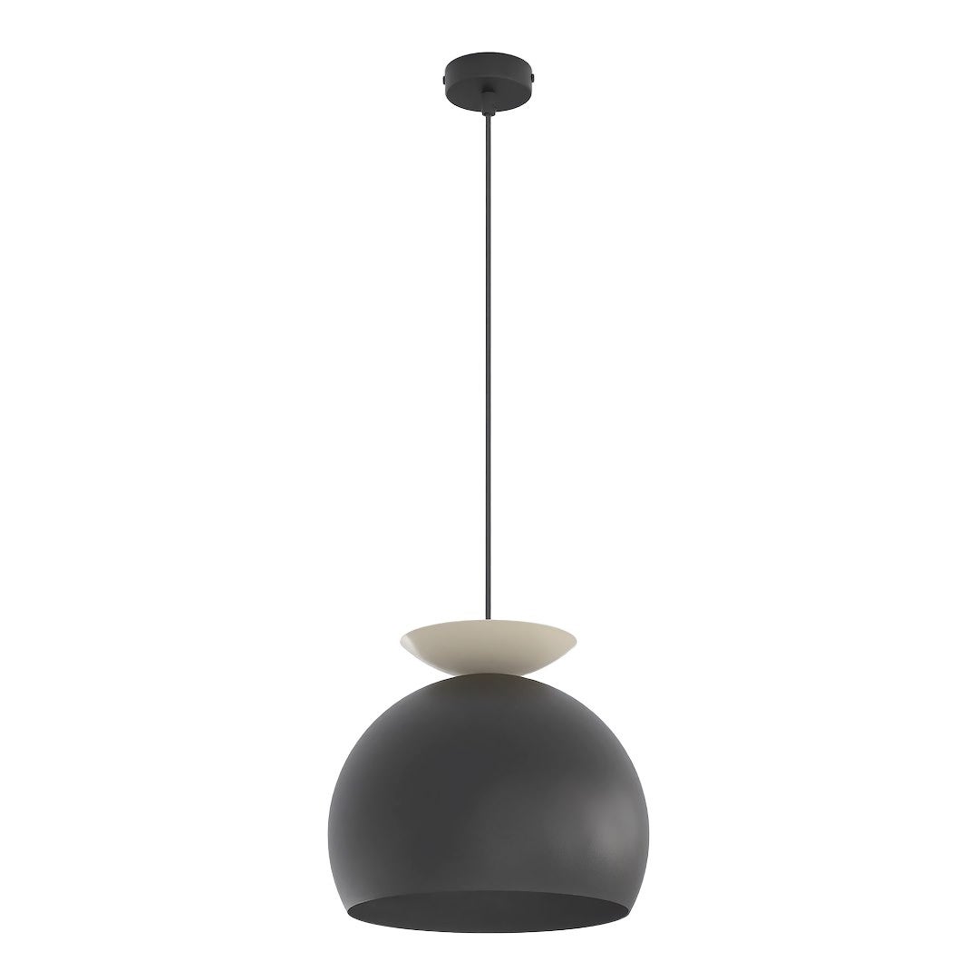 Lampa wisząca nowoczesna czarno-beżowa kulisty klosz 1xE27 15W GEO Emibig