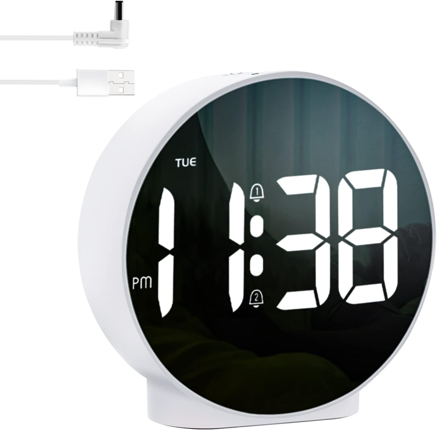 Cyfrowy budzik LED Kompaktowy budzik nocny, budzik elektryczny z podwójnym alarmem, ręcznym ściemniaczem, funkcją drzemki i 3 trybami