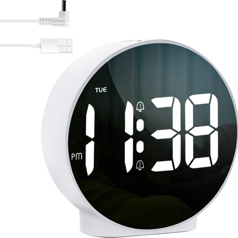 Cyfrowy budzik LED Kompaktowy budzik nocny, budzik elektryczny z podwójnym alarmem, ręcznym ściemniaczem, funkcją drzemki i 3 trybami