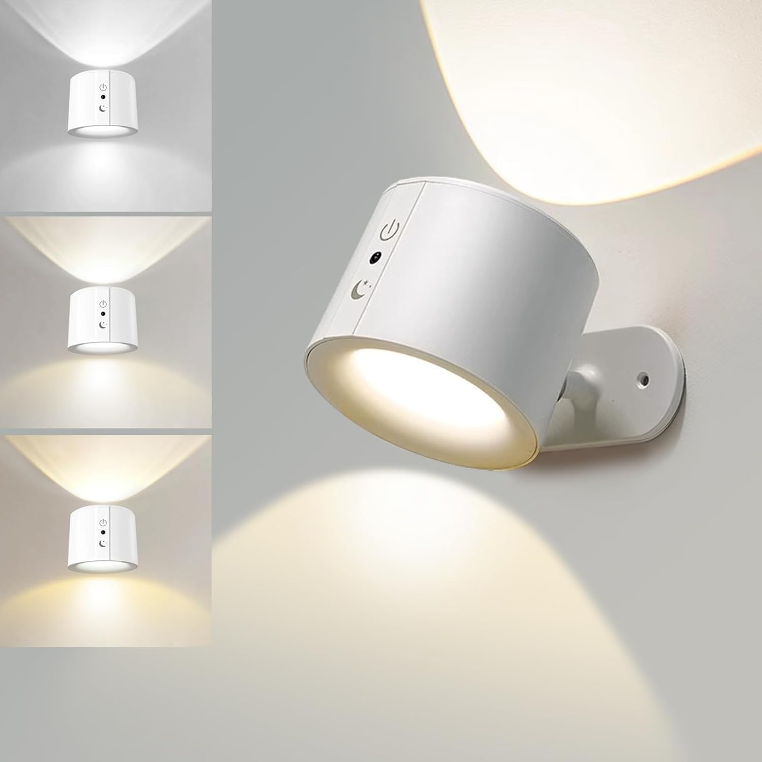Magnetyczna lampa ścienna/nocna LED, 3 regulowane temperatury barwowe, odpowiednia do czytania w sypialni (biała, 1 sztuka).