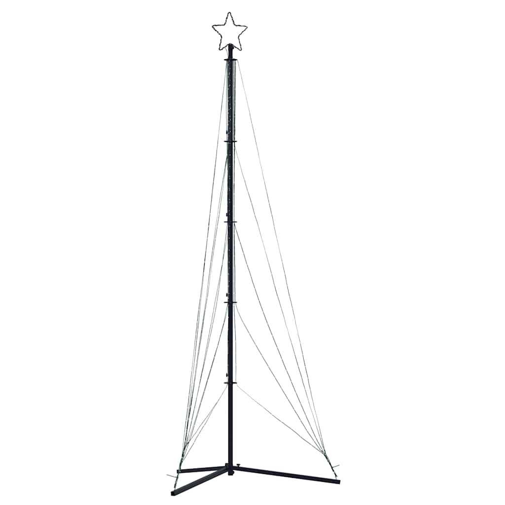 Choinka LED Zewnętrzna 302 cm Ciepła Biel z Gwiazdą i Podstawą