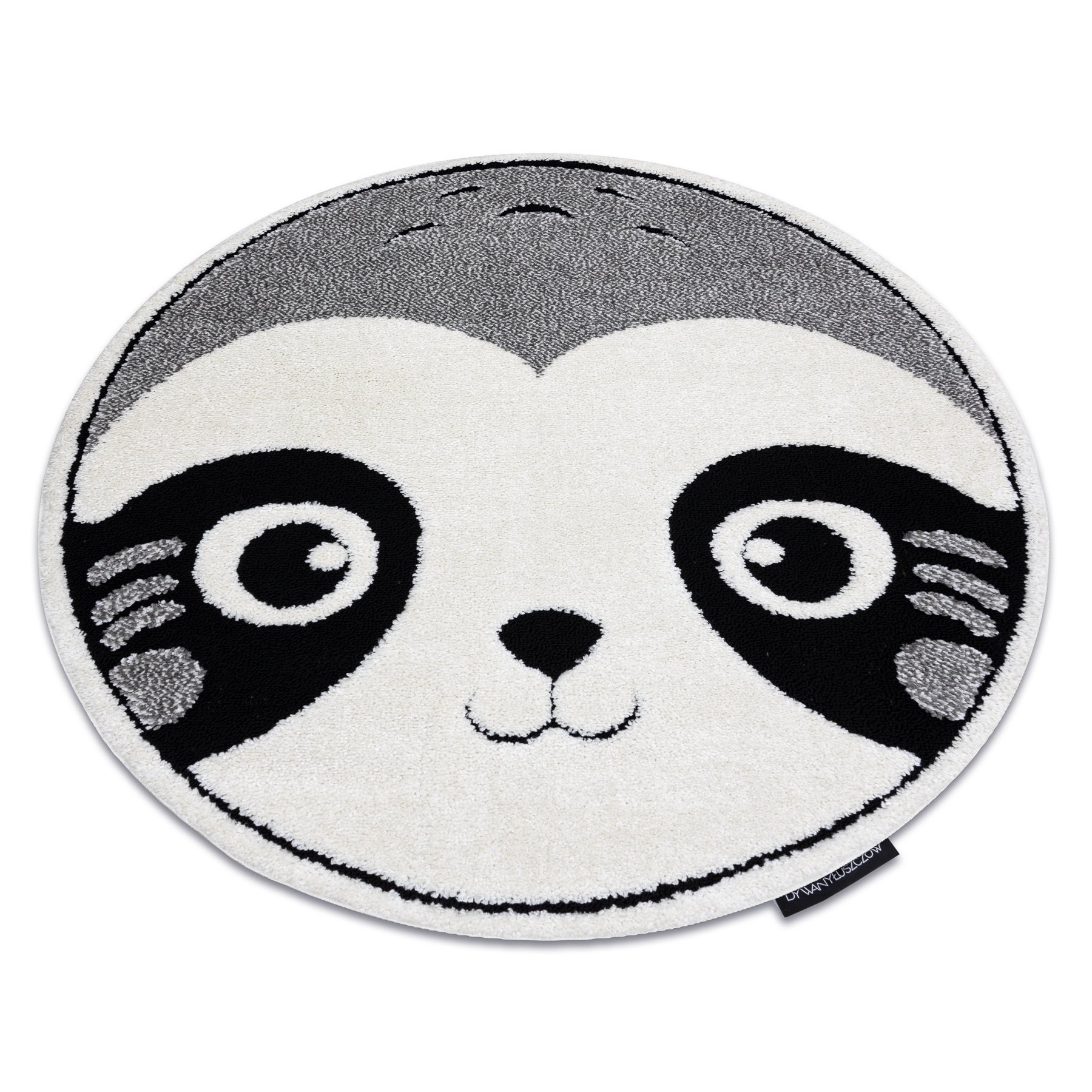 Dywan dziecięcy JOY Koło Panda miś, dla dzieci - Strukturalny, dwa poziomy runa szary / krem koło 120 cm