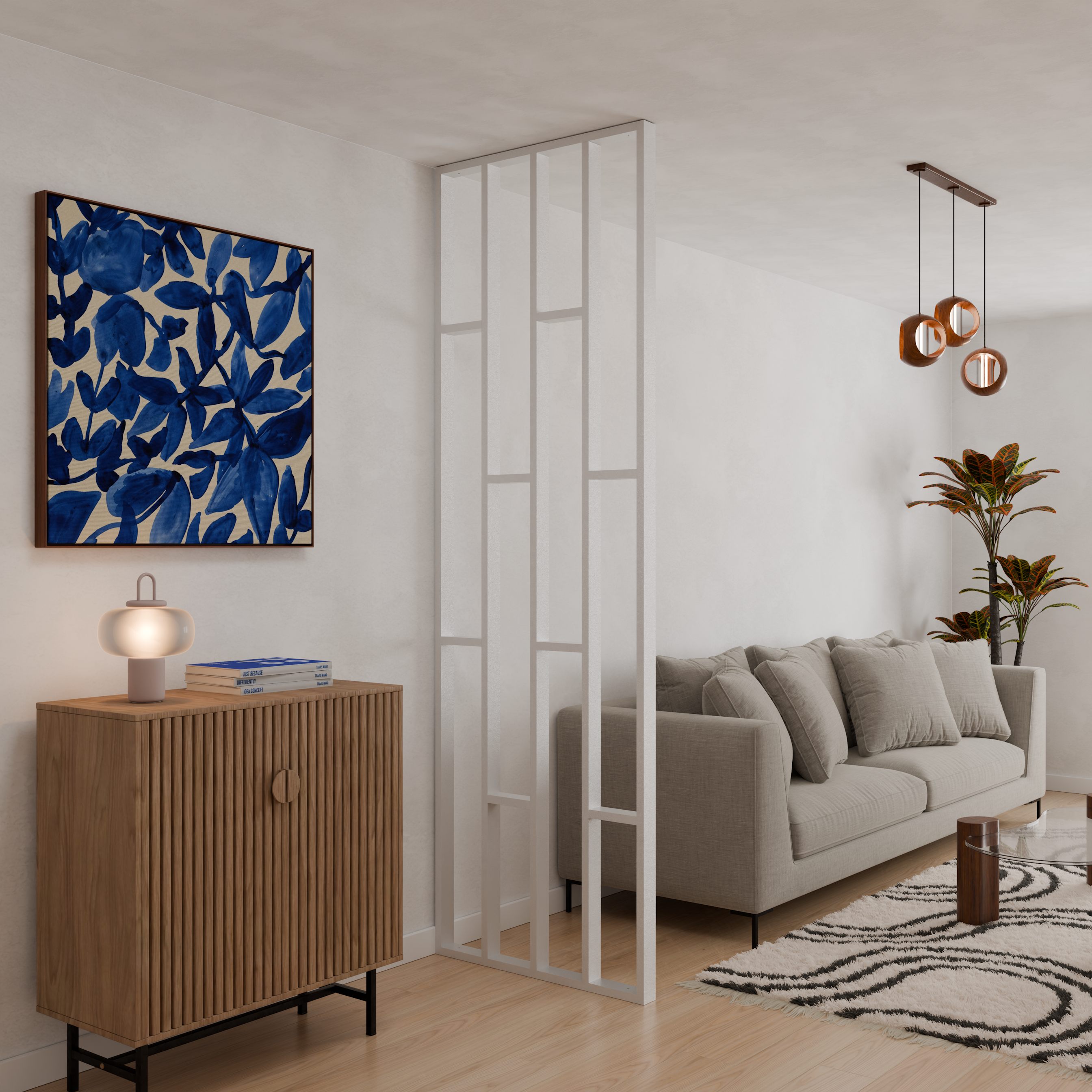 Ścianka działowa loftowa VERREA Claustra Design 80 × 249,5 cm, biała RAL 9016