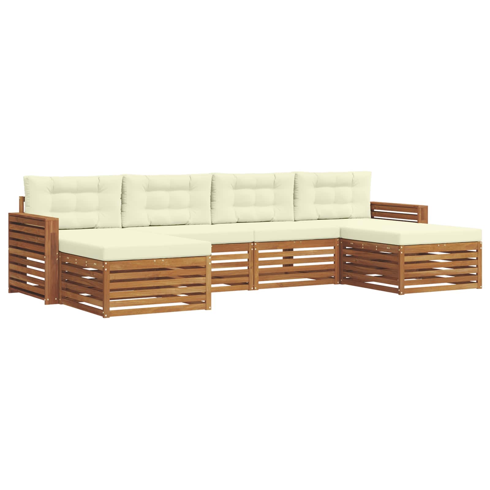 Zestawy sof 6 pcs Naturalny i Kremowy Lite Drewno Akacji