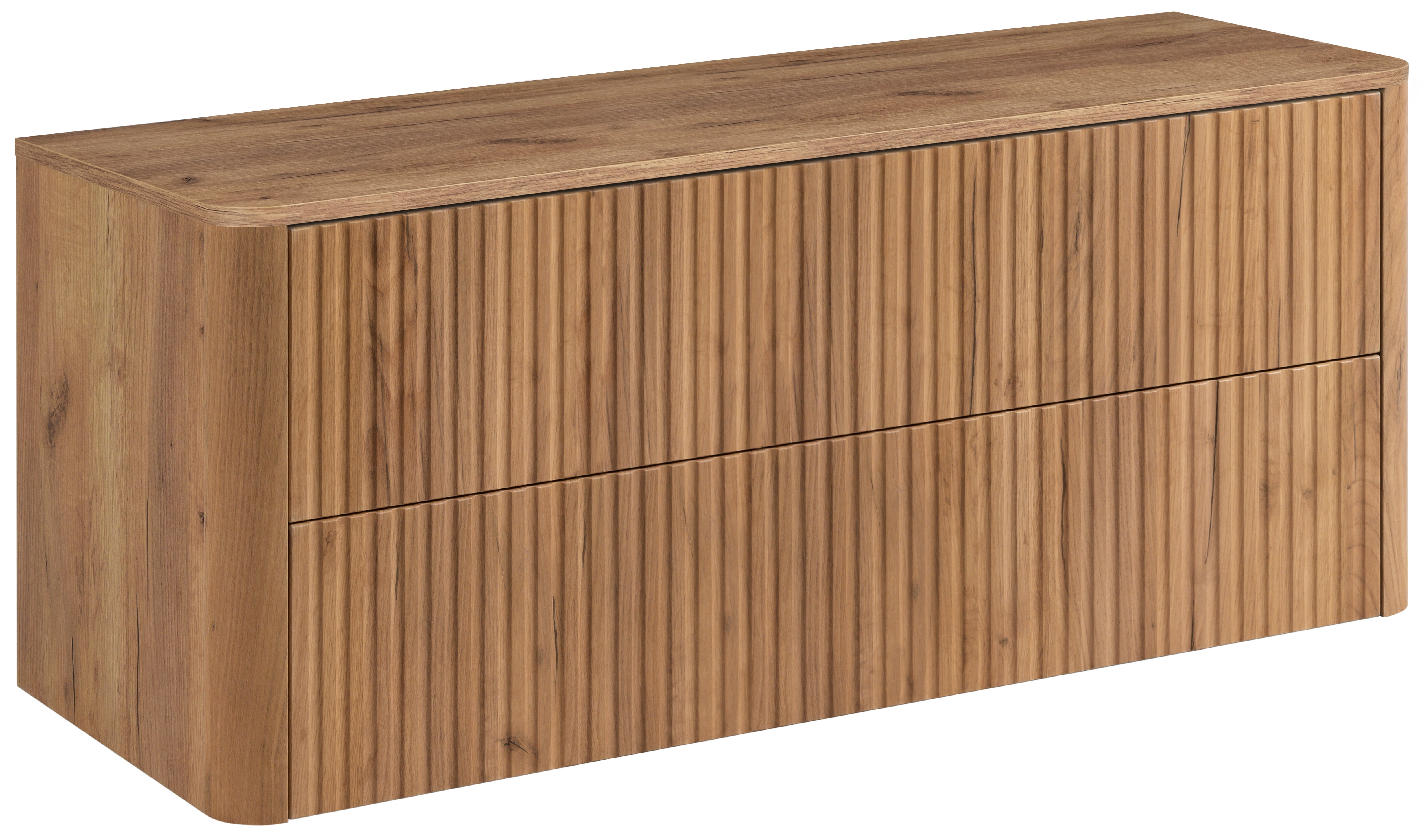 Szafka Łazienkowa LINEA 120 cm z Blatem Dąb Craft Ryflowana Push To Open