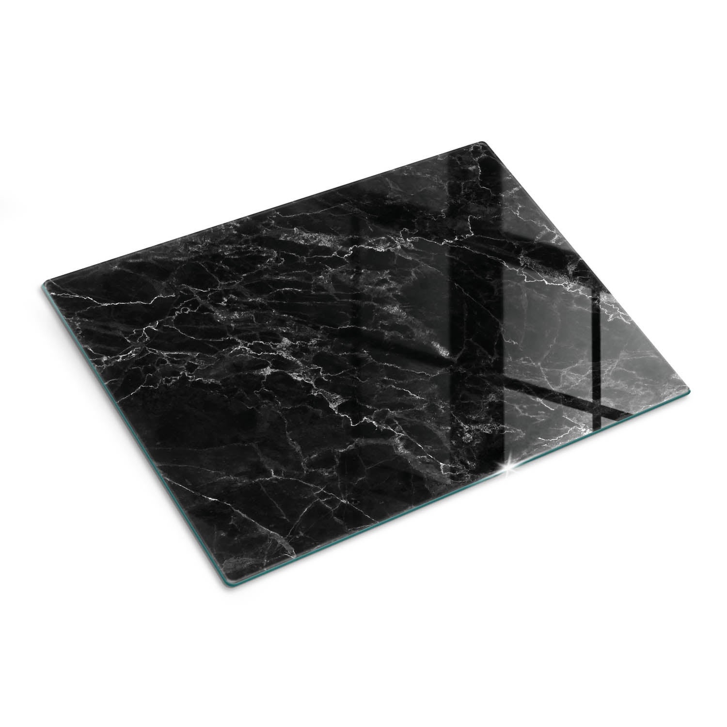 Szklana deska do krojenia z eleganckim motywem dekoracyjnym - Czarny Marmur - 30x40 - Tulup
