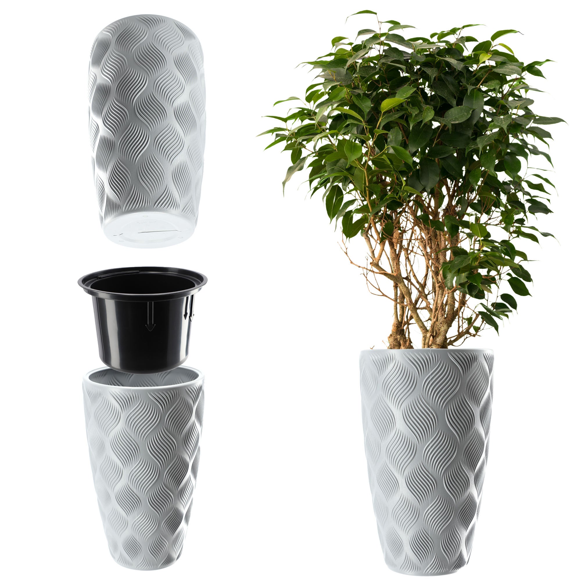 DONICZKA DONICA NA KWIATY Z WKŁADEM 58cm OSŁONKA KWIETNIK PLASTIKOWA WYSOKA