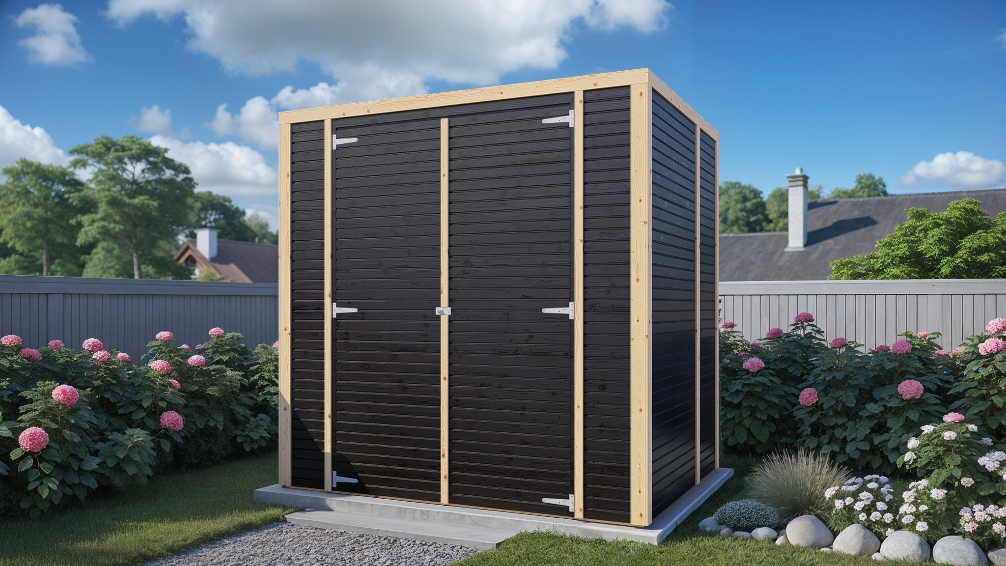 Domek ogrodowy BERTILO Box 2, ściany 18 mm, kolor czarny