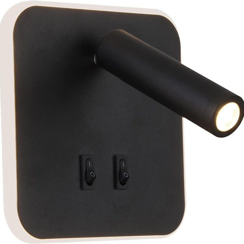 Lampka nocna LED z włącznikiem, czarna 3W+10W (kwadratowa)